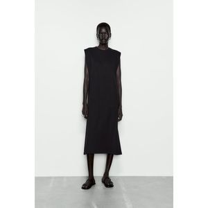 ZARA FADED-EFFECT Shoulder pad MIDI DRESS